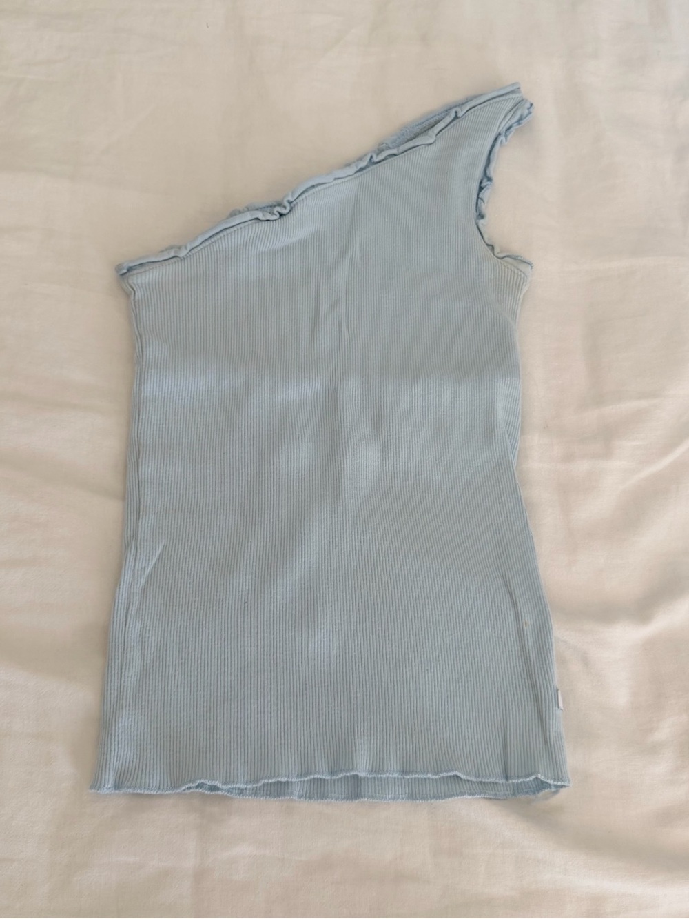 Abercrombie & Fitch One-Shoulder Ribbed Tank - Light Blue
